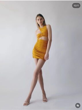 ZARA Mustard Yellow Cutout Mini Dress